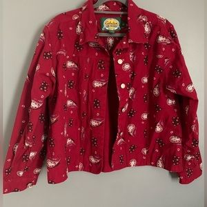 Large Vintage Cabela’s Women’s Jacket Paisley Print Red